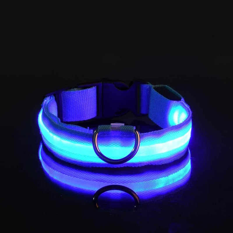 Coleira de nylon led noite segurança piscando brilho no escuro coleira para cães de estimação luminosa fluorescente acessórios para cães coleira
