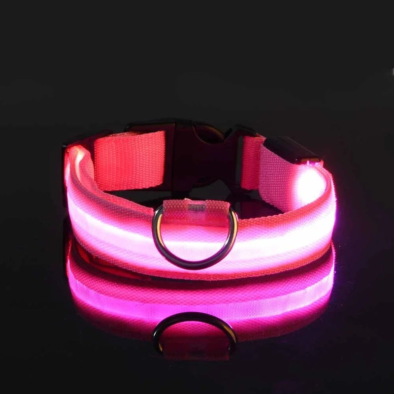 Coleira de nylon led noite segurança piscando brilho no escuro coleira para cães de estimação luminosa fluorescente acessórios para cães coleira